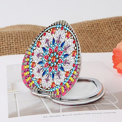 Mandala Flower DIY Diamond Painting Mirror Kits DIAM-PW0010-01F-1