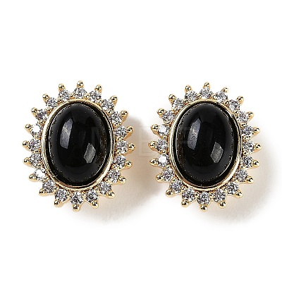 Natural Obsidian Sew on Rhinestone KK-P283-02A-G-1