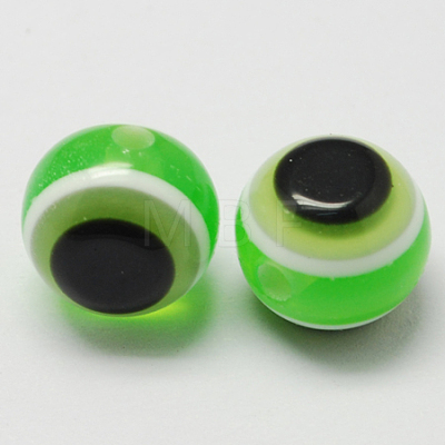 Round Evil Eye Resin Beads RESI-R159-6mm-03-1
