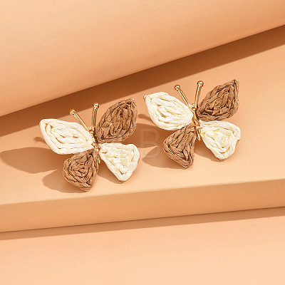 Butterfly Alloy & Raffia Stud Earrings FS-WG27EBF-04-1