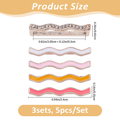 15Pcs 3 Colors Alloy Wave Watch Band Charms for Watch Loops Accesssories FIND-FH0017-65-1