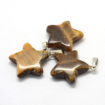 Star Natural Tiger Eye Pendants G-Q367-08-1