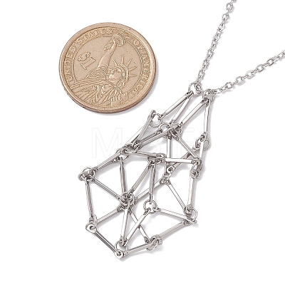 201 Stainless Steel Crystal Stone Cage Pendant Necklaces NJEW-JN04753-1
