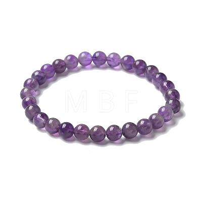 Natural Amethyst Bead Stretch Bracelets X-BJEW-K212-A-034-1