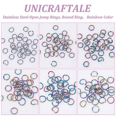 Unicraftale 180Pcs 6 Styles 304 Stainless Steel Open Jump Rings STAS-UN0039-10-1