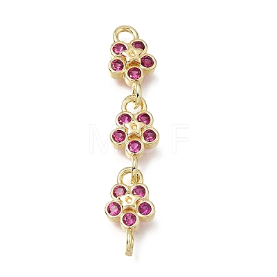 Brass Pave Cubic Zirconia Flower Connector Charms CU-E002-07G-06-1