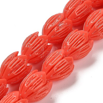 Synthetic Coral Dyed Carved Beads Strands CORA-P004-01A-1