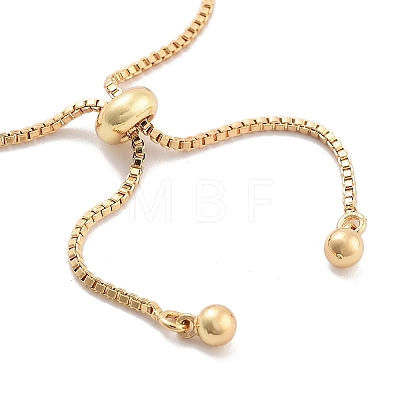 Brass Pave Clear Cubic Zirconia Flat Round Box Chain Slider Bracelets BJEW-B094-12A-G-1