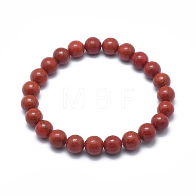 Natural Red Jasper Bead Stretch Bracelets X-BJEW-K212-B-012-1