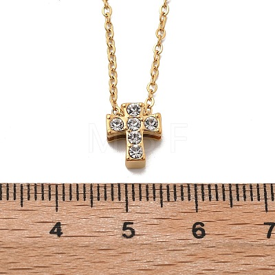 304 Stainless Steel Crystal Rhinestone Pendant Cable Chain Necklaces for Women NJEW-C062-01D-G-1