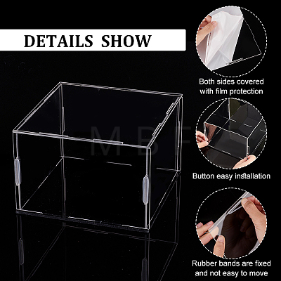 Rectangle Transparent Acrylic Minifigures Display Boxes with Black Base ODIS-WH0030-51B-1