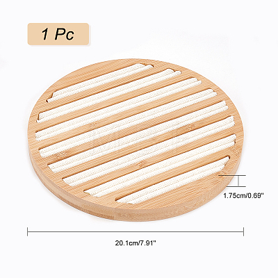 8-Slot Flat Round Bamboo Finger Ring Display Plates RDIS-WH0009-016A-1