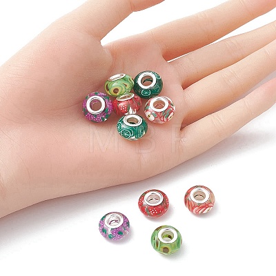 10Pcs 5 Colors Transparent Resin European Rondelle Beads RPDL-YW0001-07A-1