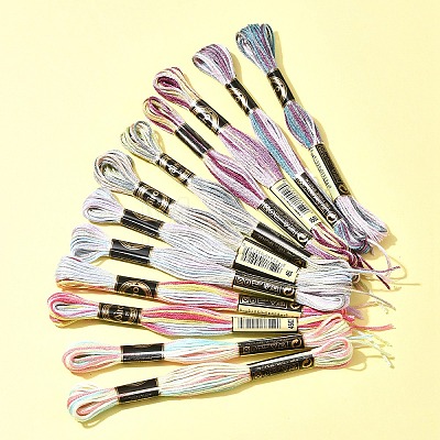 12 Skeins 6 Colors 6-Ply Polyester Embroidery Floss OCOR-FS0001-01B-03-1