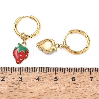 Fruit 304 Stainless Steel Enamel Hoop Dangle Earrings EJEW-T059-01A-1