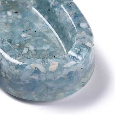 Resin with Natural Aquamarine Chip Stones Ashtray DJEW-F015-03F-1