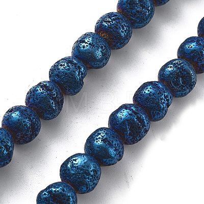 Electroplated Natural Lava Rock Beads Strands G-A251-D01-01E-1