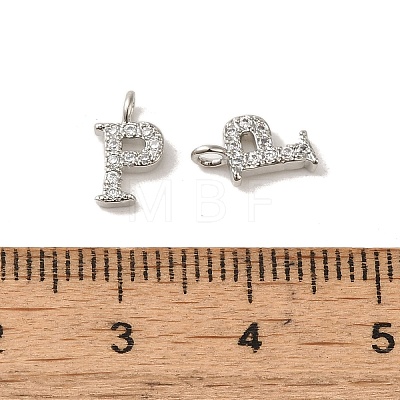 Initial Letter Brass Micro Pave Cubic Zirconia Pendants ZIRC-F008-P-1