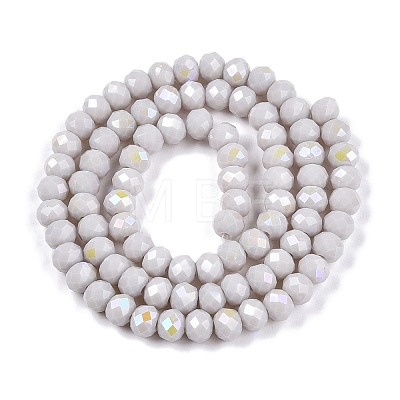 Electroplate Opaque Solid Color Glass Beads Strands EGLA-A044-P6mm-L19-1