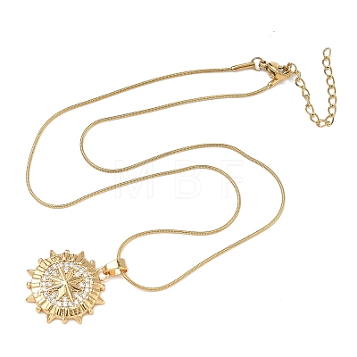 304 Stainless Steel Micro Pave Clear Cubic Zirconia Pendant Necklaces for Women LS-NJEW-Z103-01G-09-1