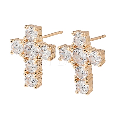 Brass with Rhinestone Stud Earrings RB-Z001-02G-1