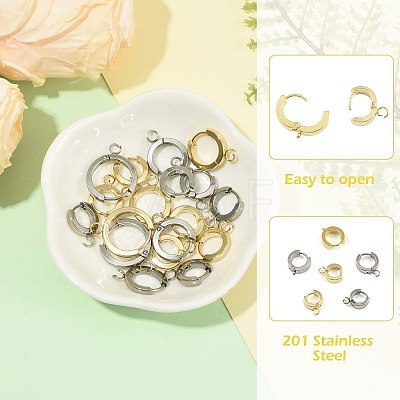 16Pcs 201 Stainless Steel Huggie Hoop Earrings Findings STAS-FS0002-26A-1
