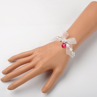 Acrylic Round Beaded Kids Stretch Bracelets BJEW-JB01389-1