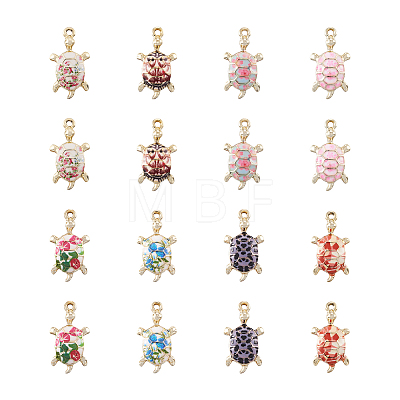 Craftdady 32Pcs 8 Colors Zinc Alloy Enamel Pendants FIND-CD0001-39-1