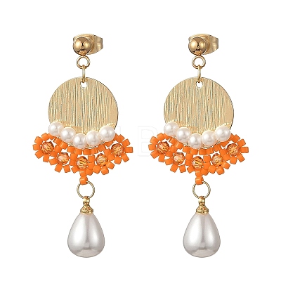Brass Glass Seed Bead Chandelier Earrings EJEW-MZ00762-02-1