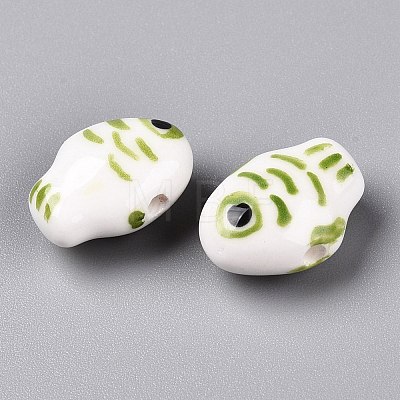 Handmade Printed Porcelain Beads Strand PORC-T133-02A-1