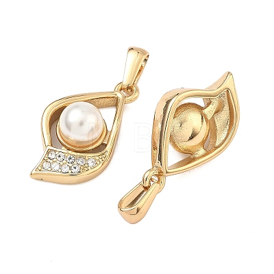 304 Stainless Steel & ABS Plastic Imitation Pearl Pendants STAS-C172-22G-1