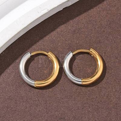 304 Stainless Steel Two Tone Hoop Earrings EJEW-P313-02A-G-1
