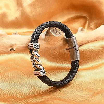 Braided Leather Cord Bracelets for Men BJEW-Z081-18AS-1