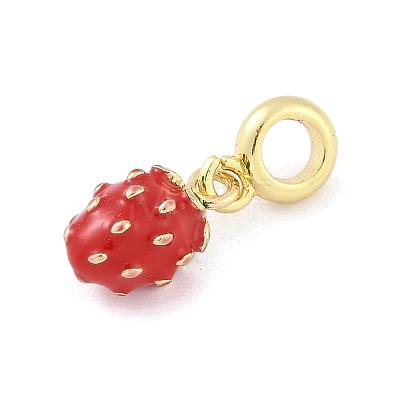Brass Enamel Fruit European Dangle Charms KK-Z090-08G-03-1