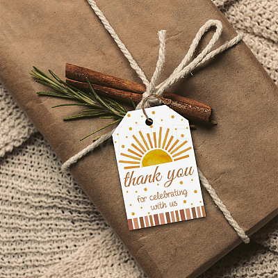 120Pcs 4 Styles Sunflower Paper Thank You Gift Tags CDIS-WH0038-04-1