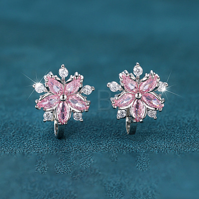 Brass Micro Pave Cubic Zirconia Clip-on Earrings WG89C97-02-1