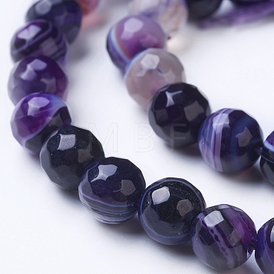 Natural Striped Agate/Banded Agate Beads Strands G-G753-07-8mm-1