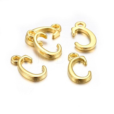 Golden Plated Alloy Letter Pendants X-PALLOY-J718-01G-C-1