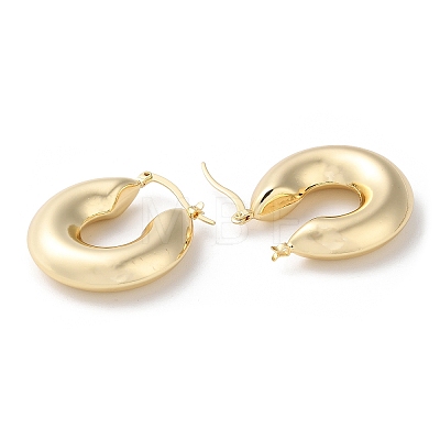 Donut Brass Hoop Earrings EJEW-K247-08G-1