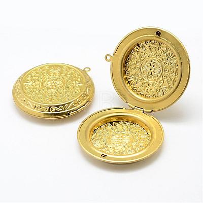 Brass Locket Pendants KK-P094-15-1