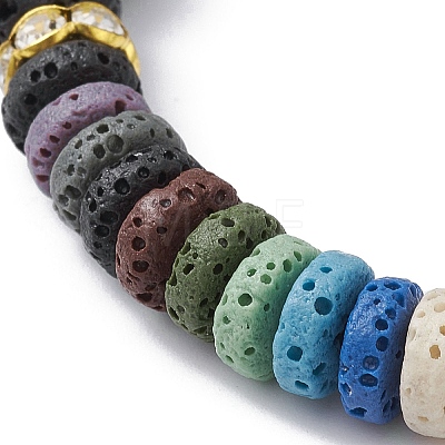 Dyed Colorful Natural Lava Rock Beaded Stretch Bracelets BJEW-JB09683-01-1