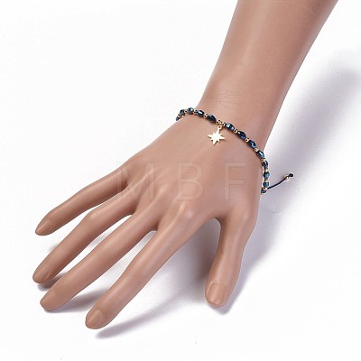 Electroplate Glass Braided Beads Bracelets BJEW-JB04307-06-1