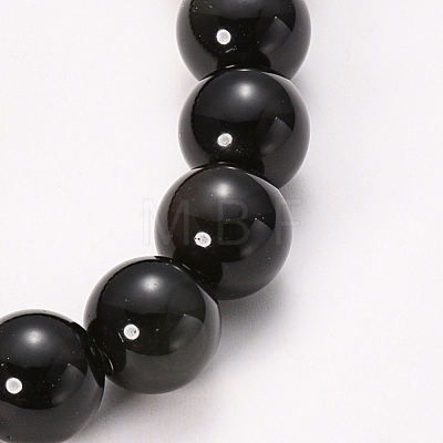 Natural Obsidian Beaded Stretch Bracelets BJEW-Q692-12-12mm-1