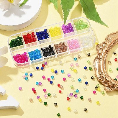 12 Colors Transparent Baking Painted Crackle Glass Beads CCG-FS0001-02B-1