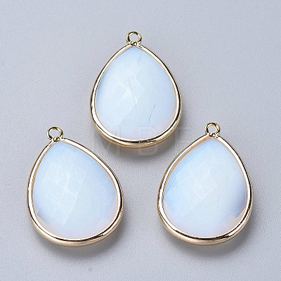 Faceted Opalite Pendants G-M356-C01-LG-1