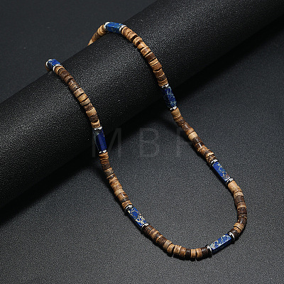 Bohemian Summer Cuboid Dyed Blue Synthetic Imperial Jasper & Coconut Heishi Beaded Necklaces TY7189-1-1