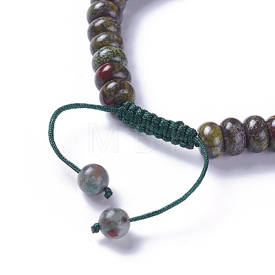 Adjustable Natural Dragon Blood Jasper Braided Bead Bracelets BJEW-F369-A16-1