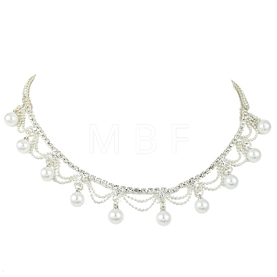 Brass Crystal Rhinestone Tennis Necklaces NJEW-JN06128-1