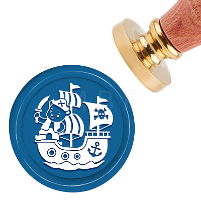 Brass Wax Seal Stamp with Handle AJEW-WH0184-0262-1