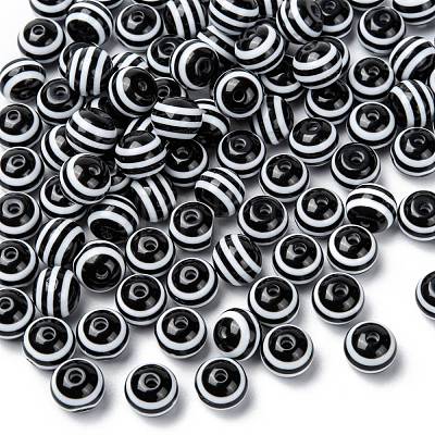 Round Striped Resin Beads RESI-R158-10mm-11-1